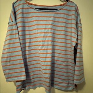 L.L. Bean Striped Blue and Orange Long Sleeve Top women’s large